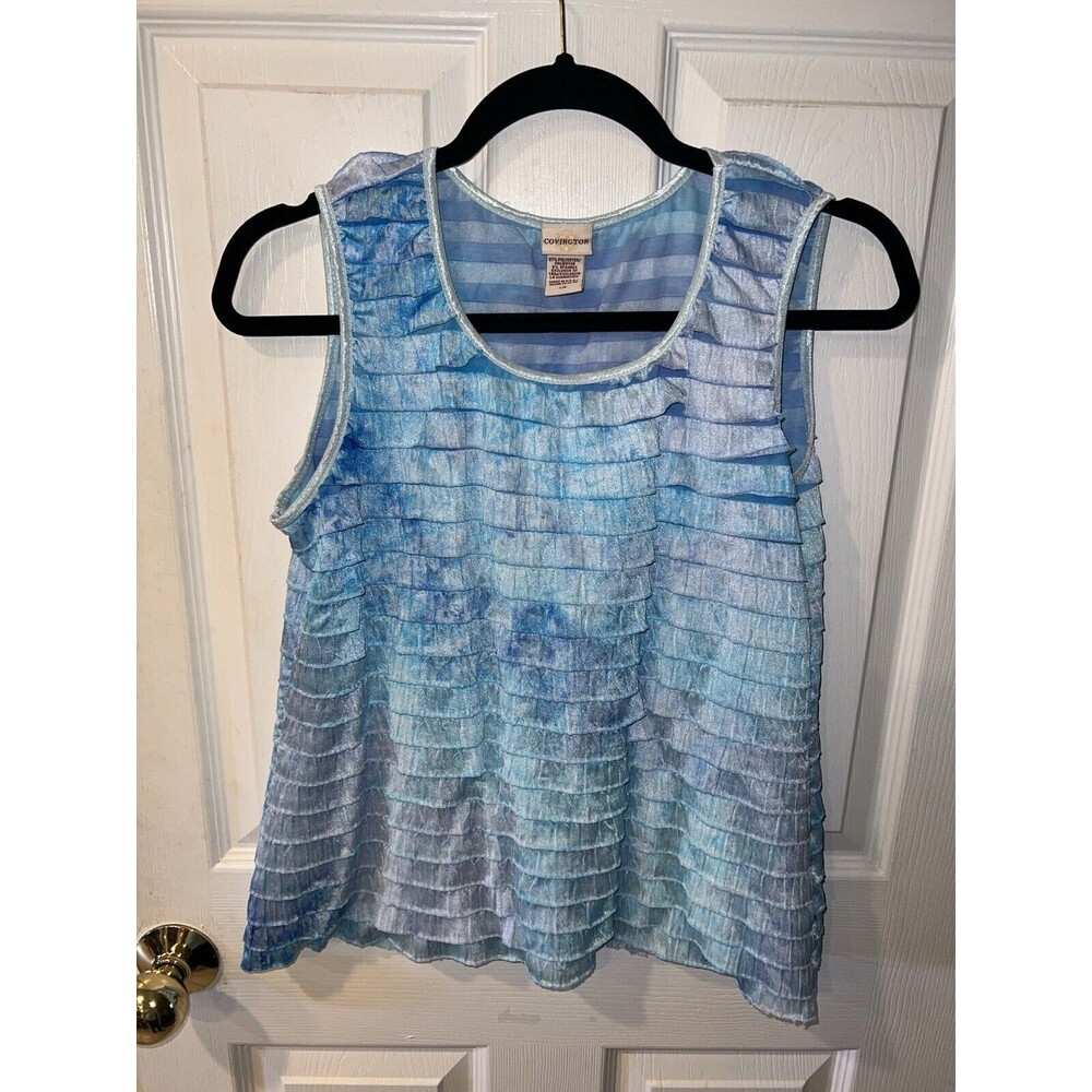 COVINGTON Blouse Sz L Tank Top Scalloped layered Mermaid Fairy y2k ethereal boho - Picture 8 of 8
